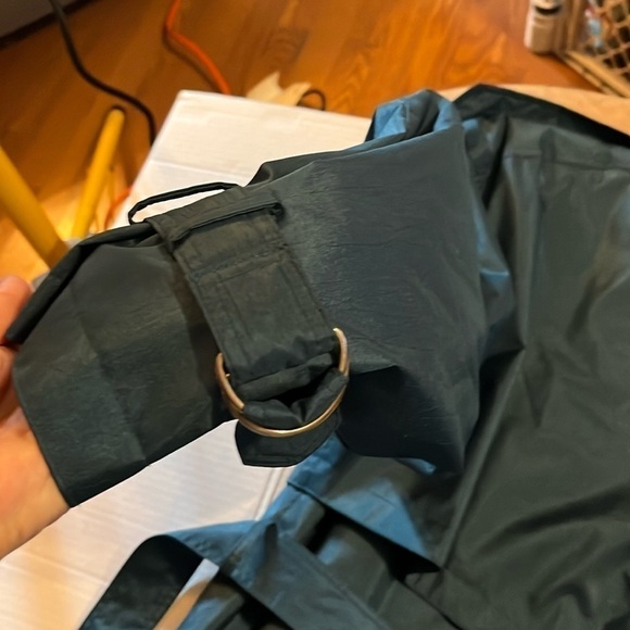 VTG 90’s-Brem rainwear-12P-teal green-double breasted raincoat with shoulder pad - Picture 4 of 14